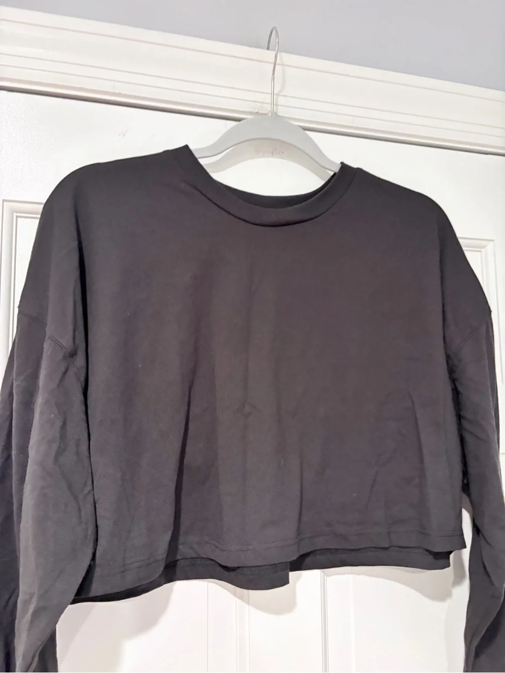 balera Black Cropped Long-Sleeve Crew Top